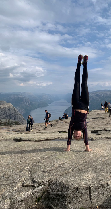 handstand on top of pulpit rock