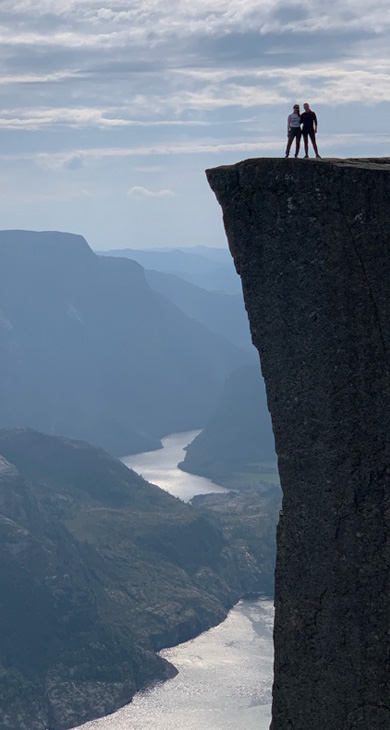 Two girls on top of pulpit rock